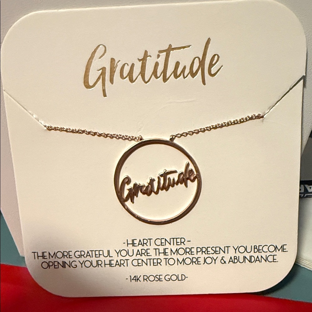 Gratitude 14K Rose Gold Script Pendant Necklace